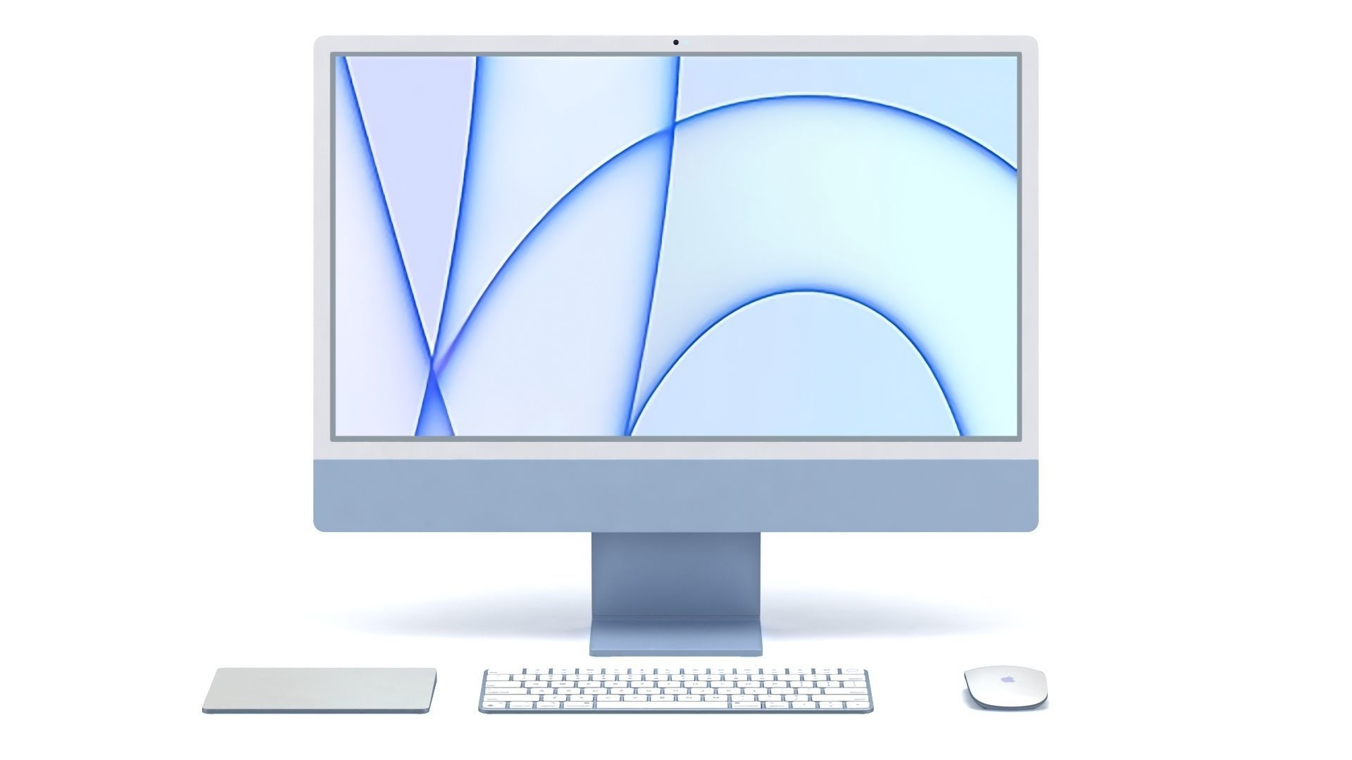 Apple iMac 24 inch 2021 Blue Keyboard Mouse Trackpad Low-poly 3D model_1