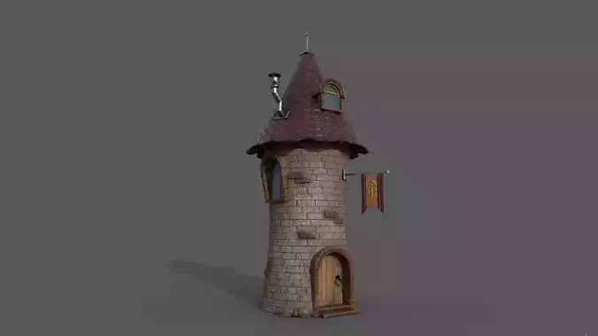 Stylized house PBR low-poly 3D model