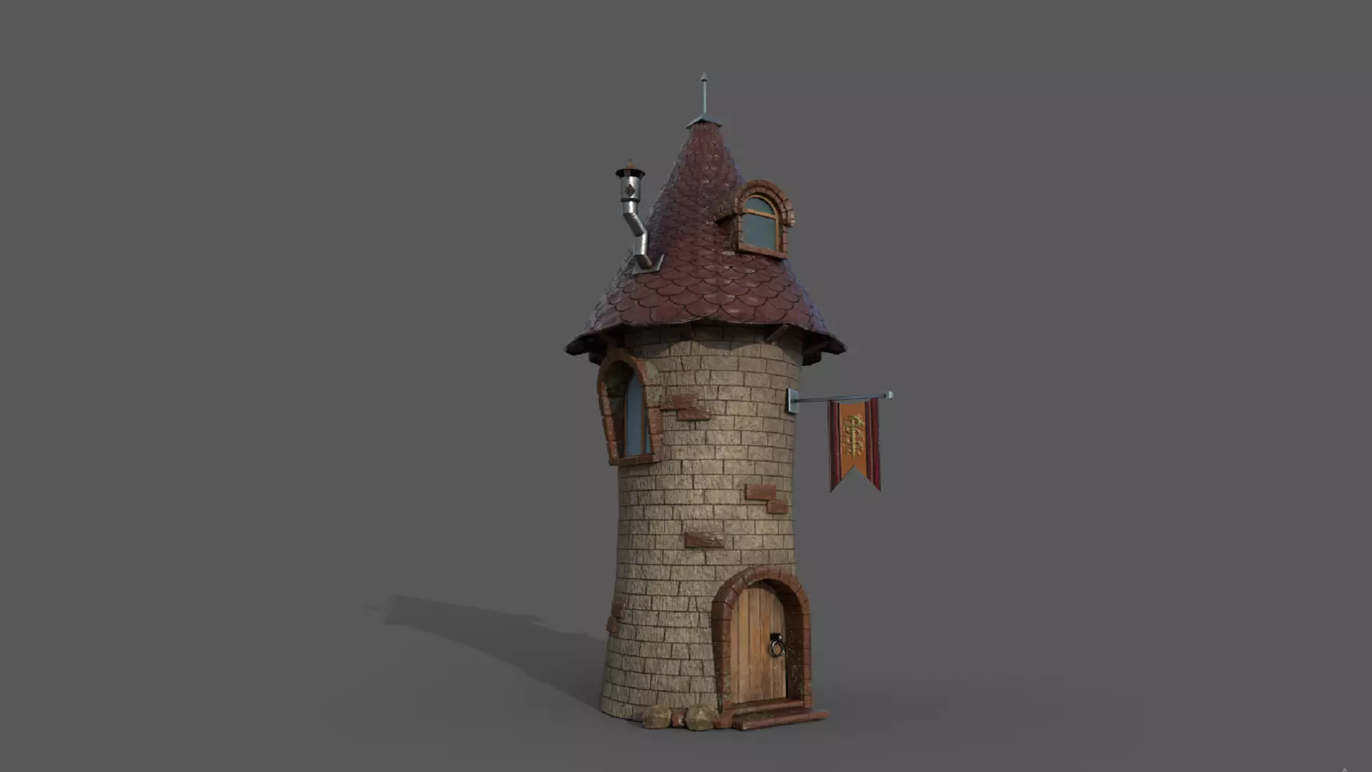 Stylized house PBR low-poly 3D model Low-poly 3D model