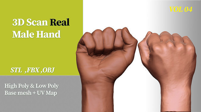 3D Scan Real Male Hand VOL 04 3D print model