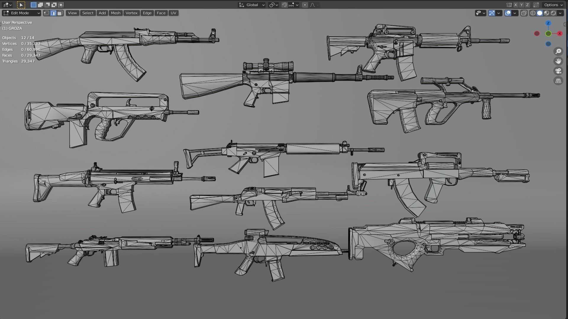 Rifle AK AN94 AUG FAMAS GROZA M4A1 M14 XM8 PARAFAL PLASMA SCAR 3D model_13