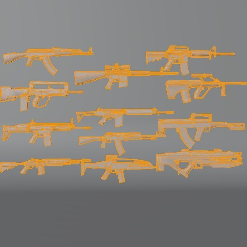 Rifle AK AN94 AUG FAMAS GROZA M4A1 M14 XM8 PARAFAL PLASMA SCAR 3D model_12