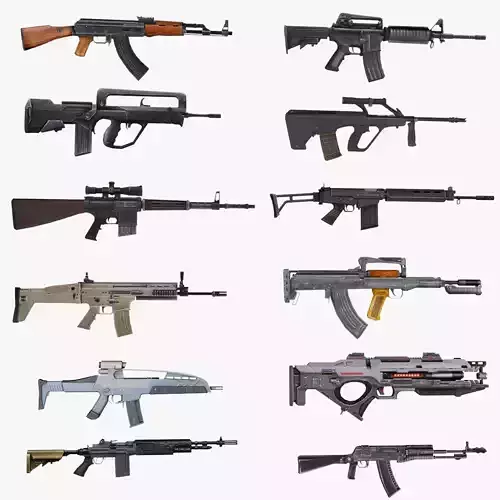 Rifle AK AN94 AUG FAMAS GROZA M4A1 M14 XM8 PARAFAL PLASMA SCAR 3D model