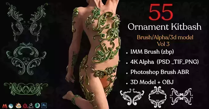 Ornament Brushes   3D Model   IMM Brush Vol 03