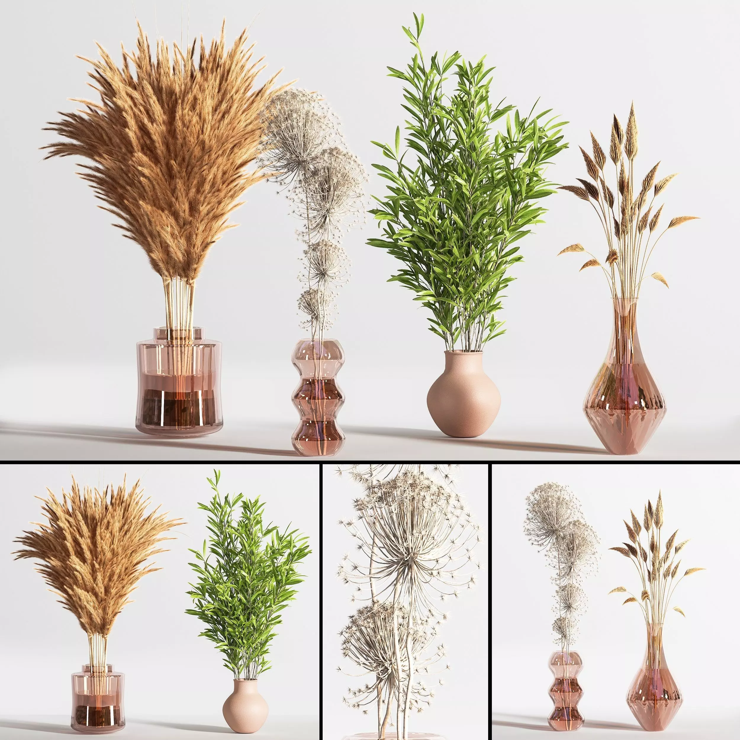 bouquet001 two plants in vases 3D model