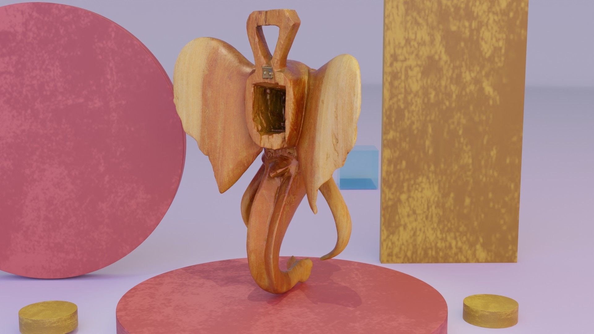 Elephant head wall decor high-poly 3D model_6