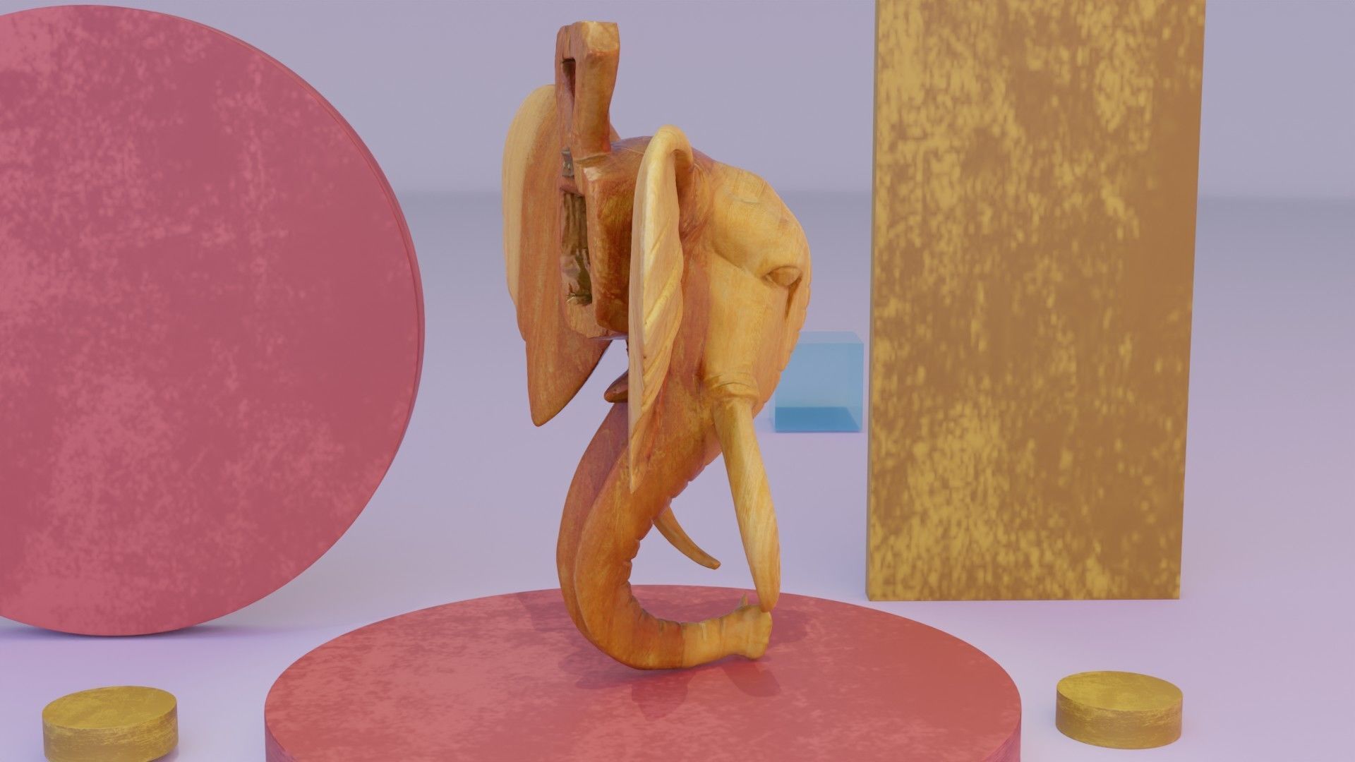 Elephant head wall decor high-poly 3D model_5