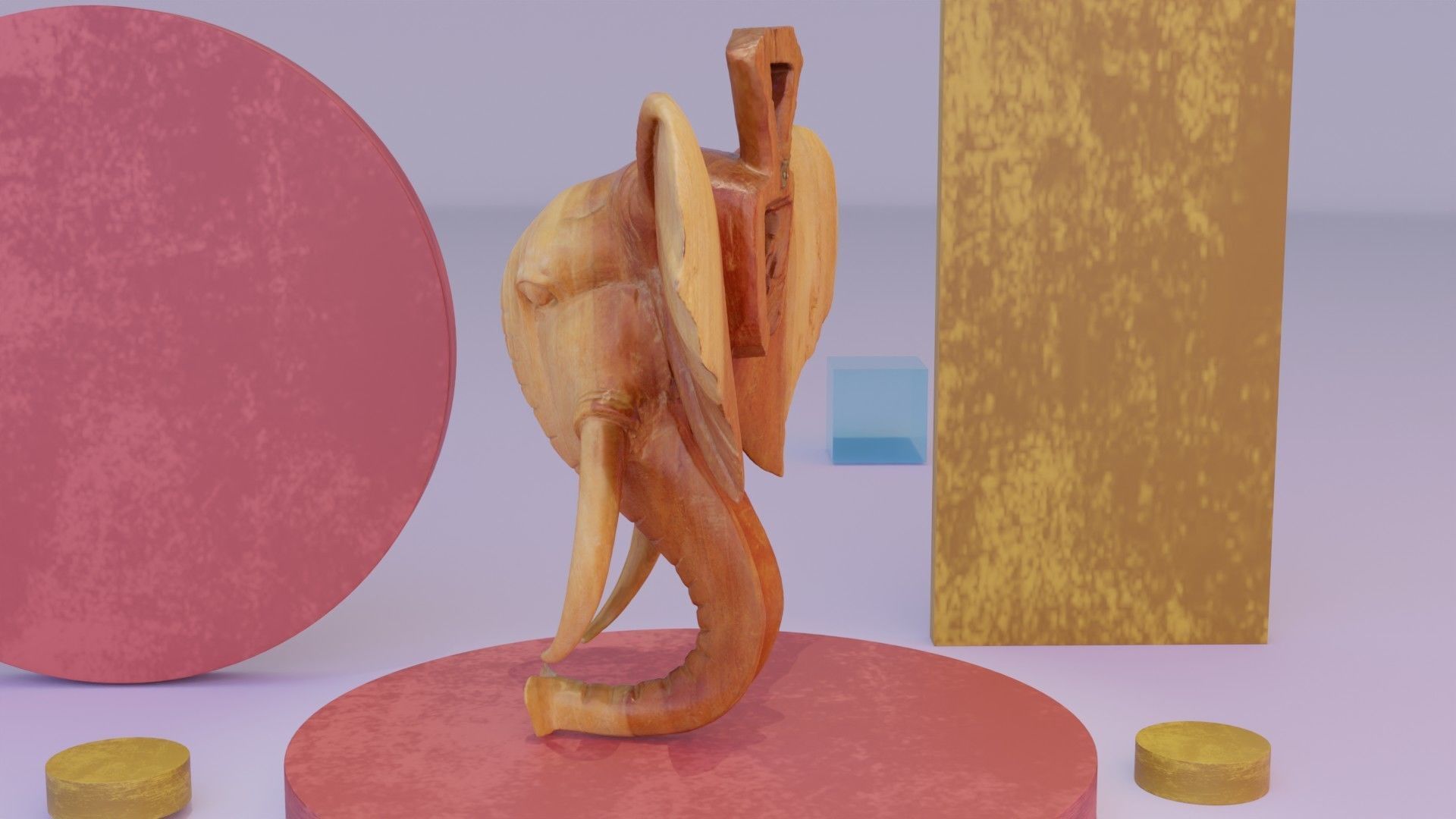 Elephant head wall decor high-poly 3D model_9