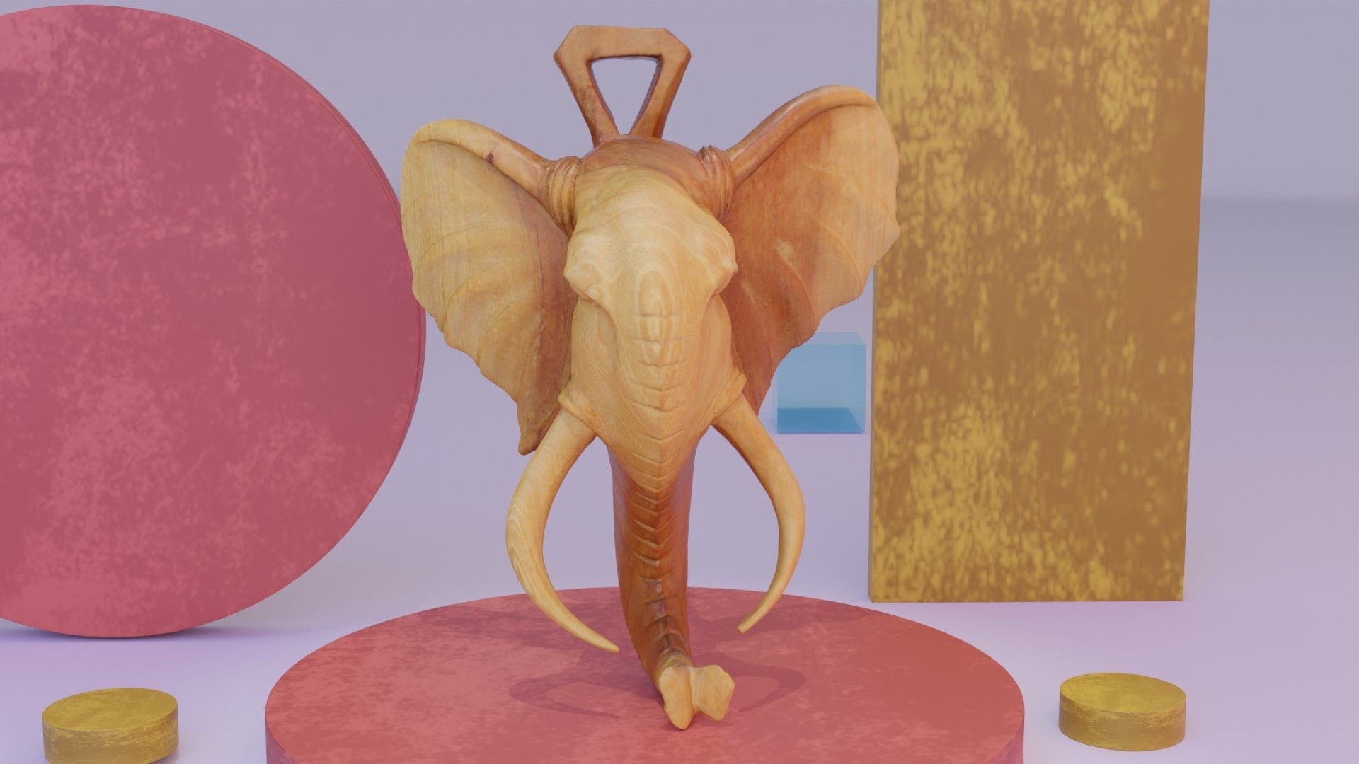 Elephant head wall decor high-poly 3D model_2