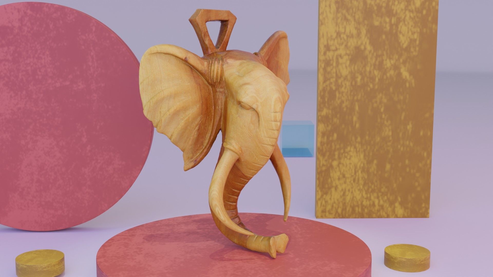 Elephant head wall decor high-poly 3D model_3