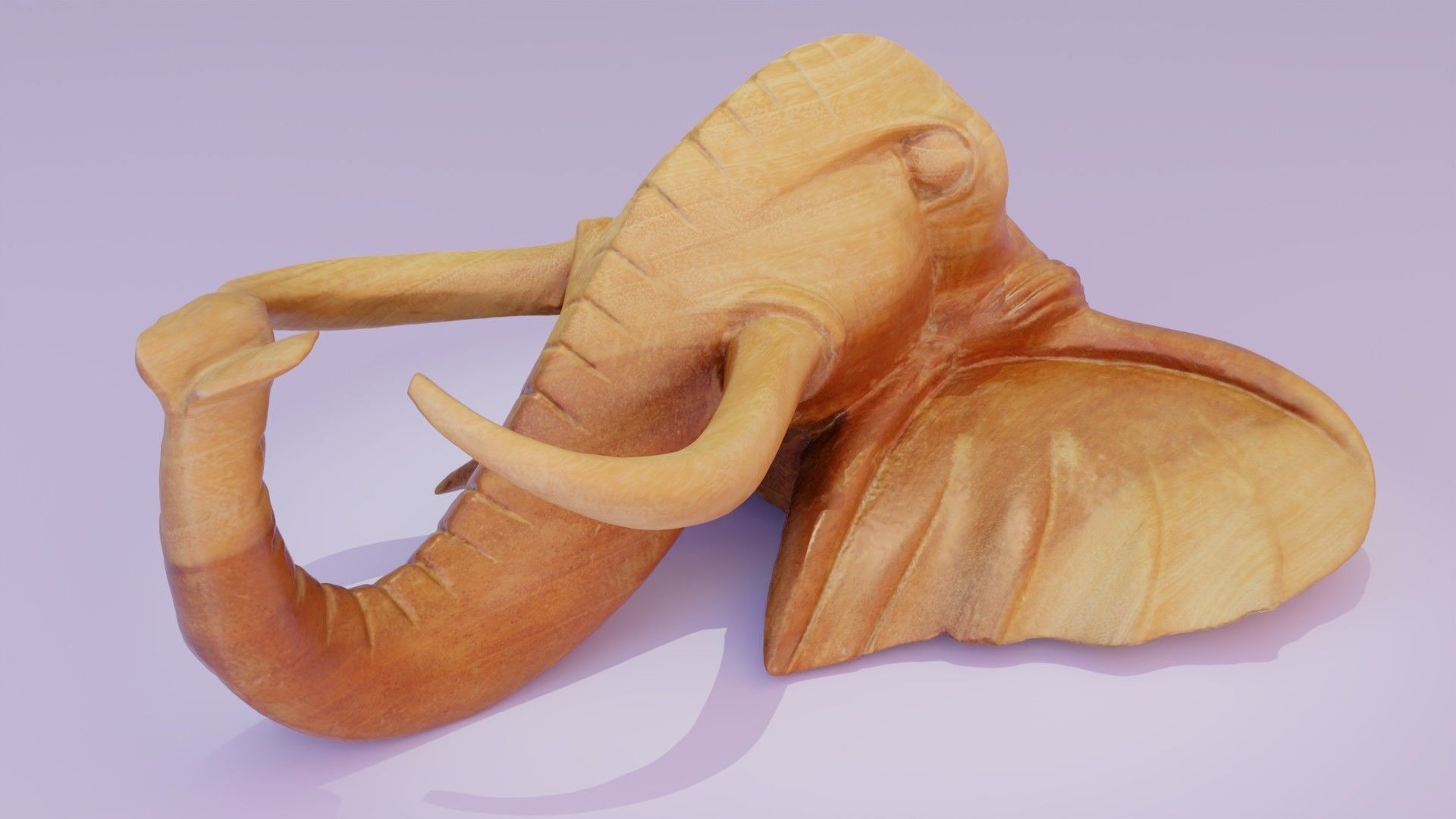 Elephant head wall decor high-poly 3D model_24