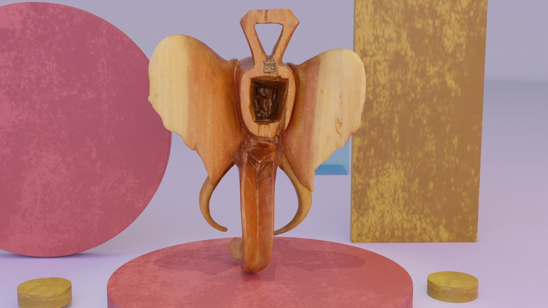 Elephant head wall decor high-poly 3D model_7