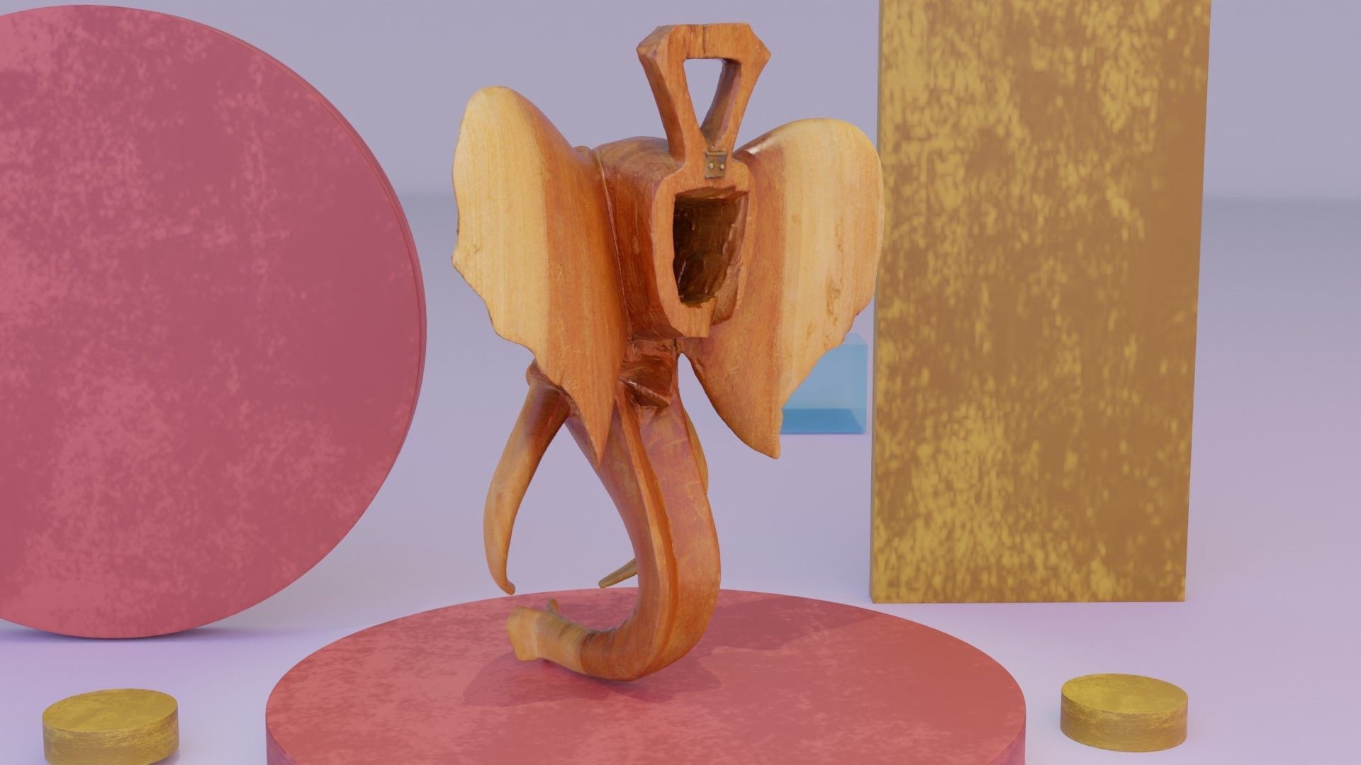 Elephant head wall decor high-poly 3D model_8