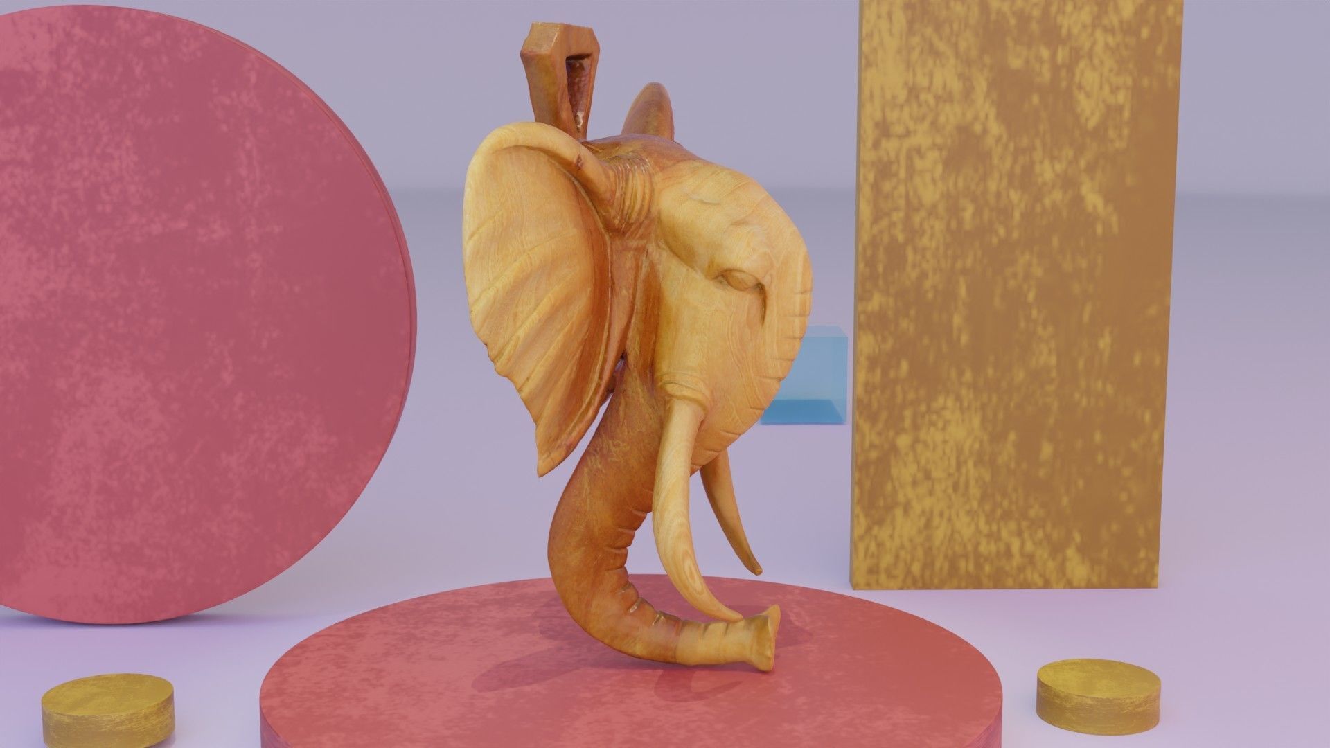 Elephant head wall decor high-poly 3D model_4