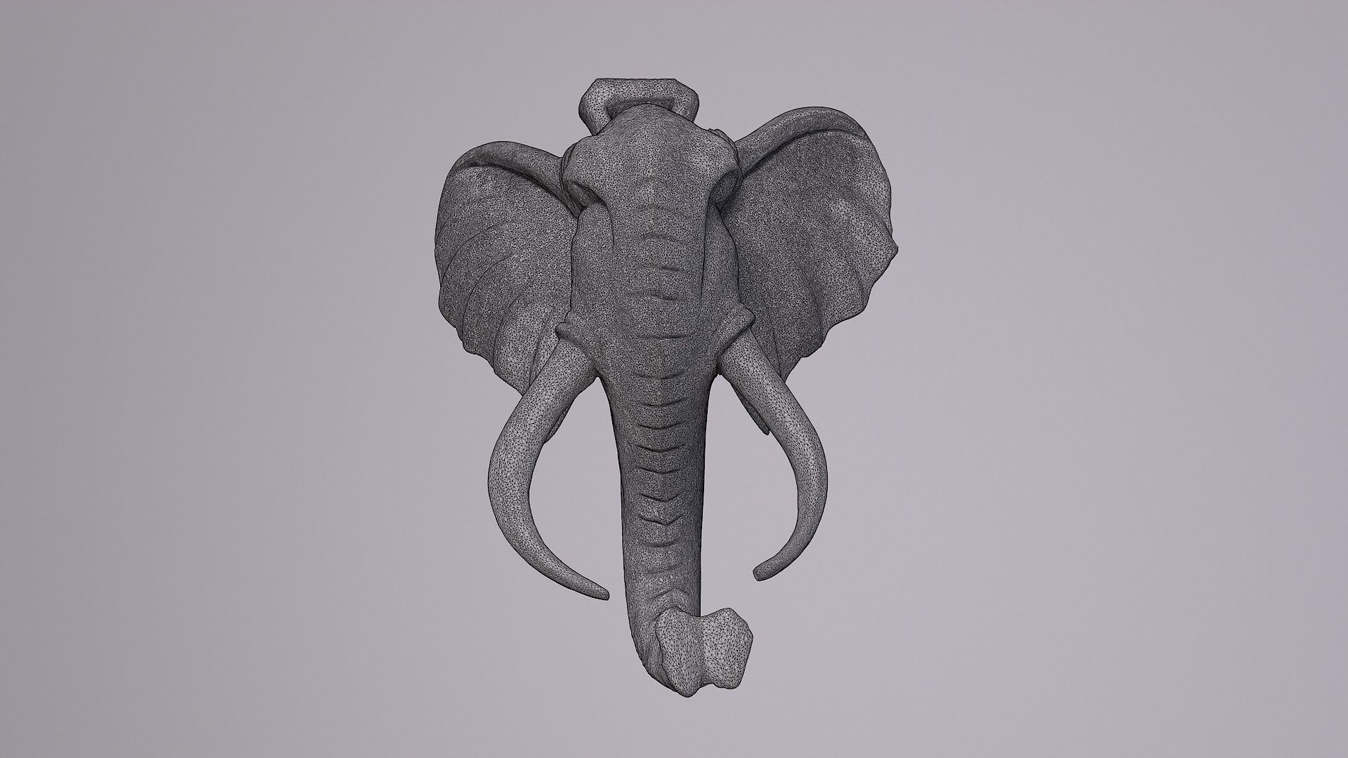 Elephant head wall decor high-poly 3D model_27