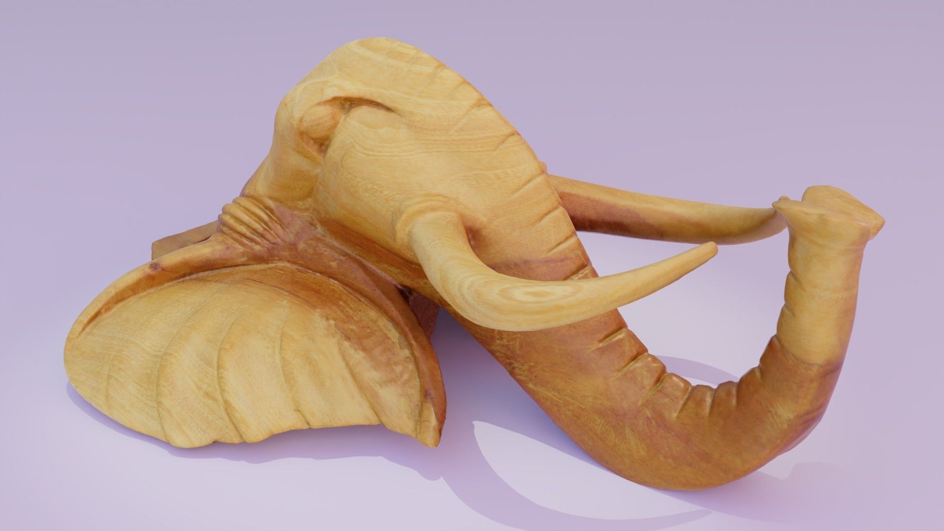 Elephant head wall decor high-poly 3D model_23