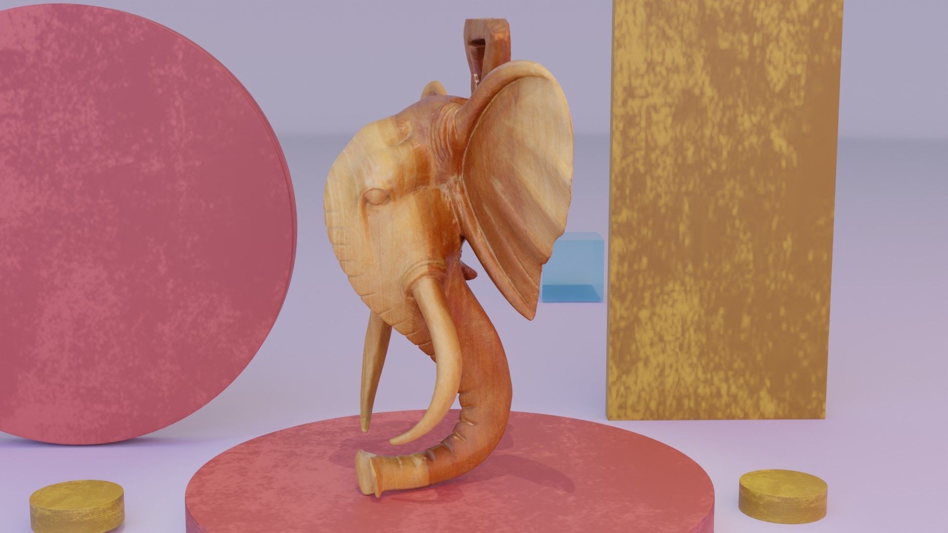 Elephant head wall decor high-poly 3D model_10