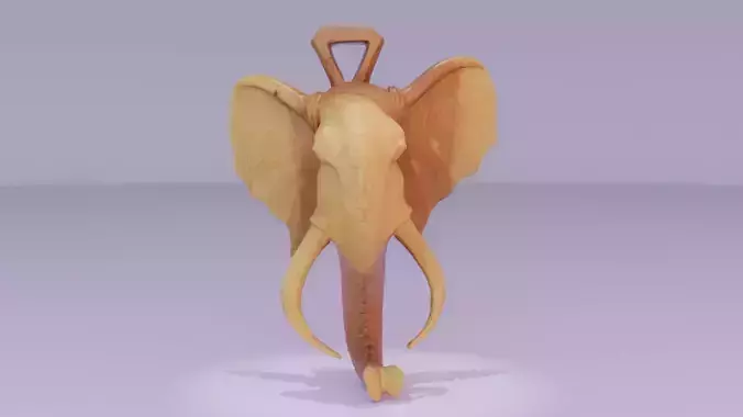 Elephant head wall decor high-poly