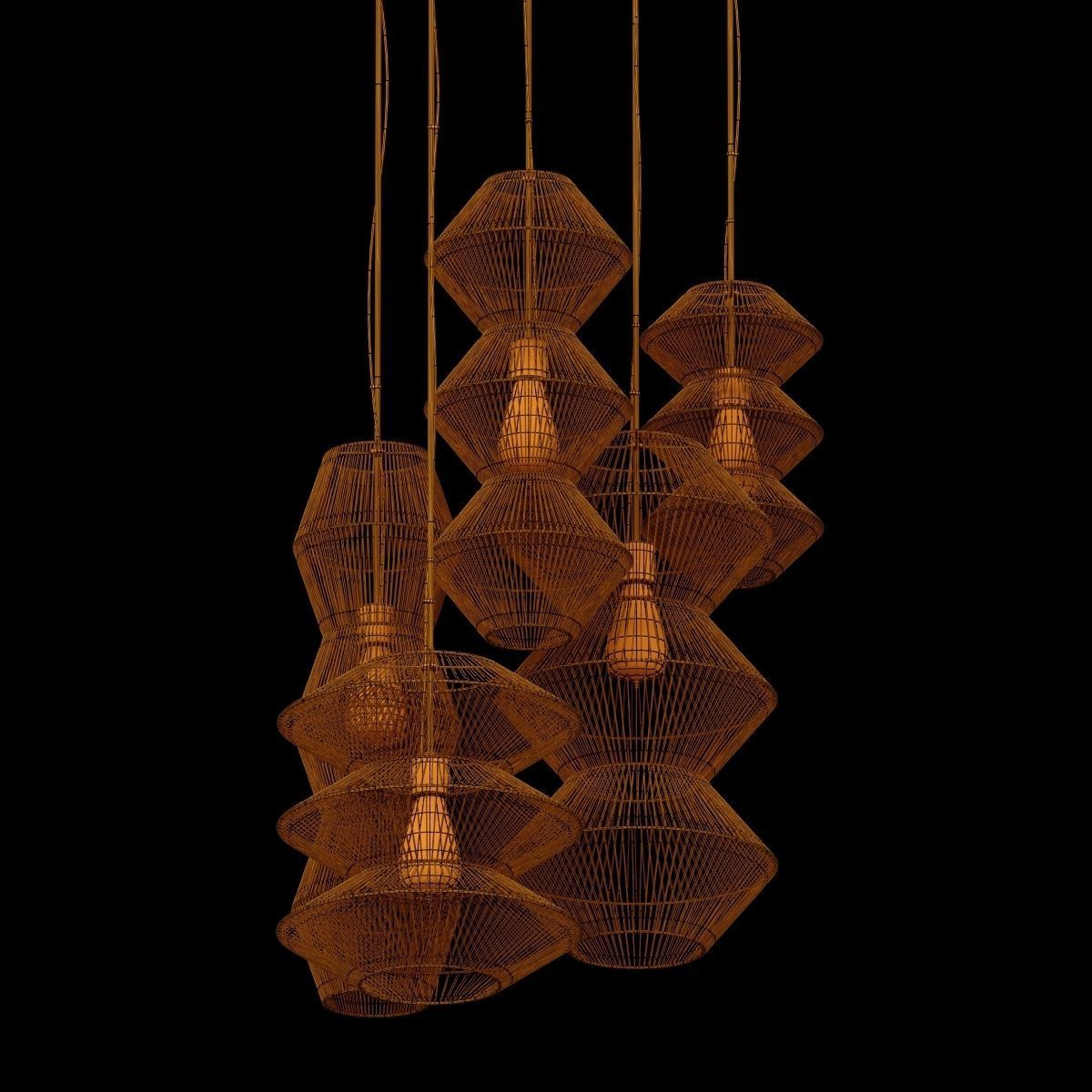 Lamp rattan zigzag n2 3D model_9