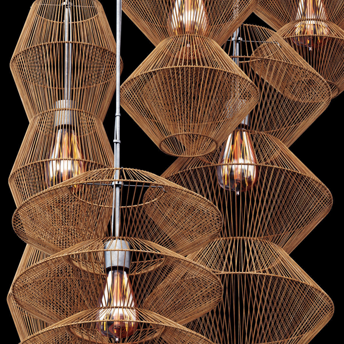 Lamp rattan zigzag n2 3D model_1