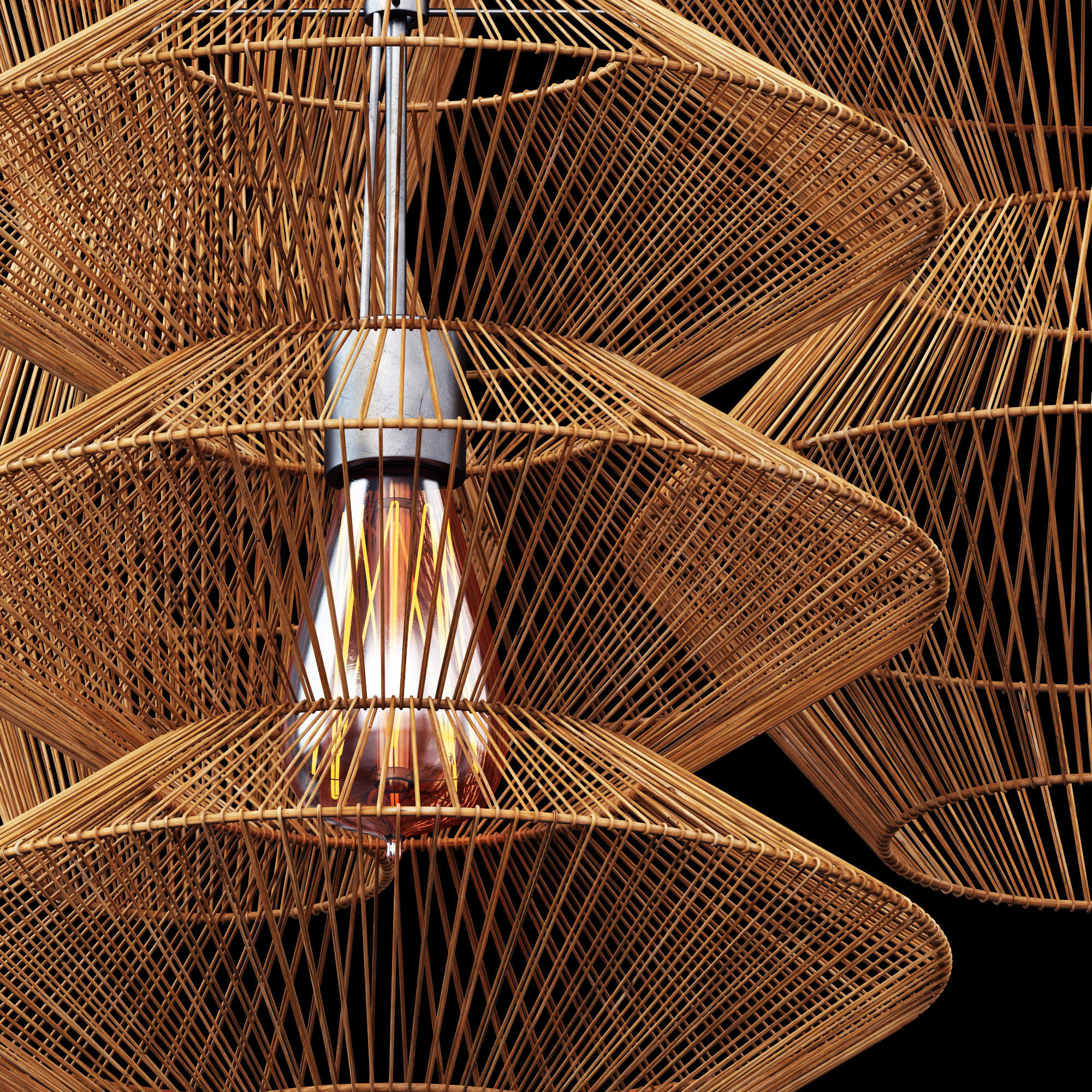 Lamp rattan zigzag n2 3D model_2