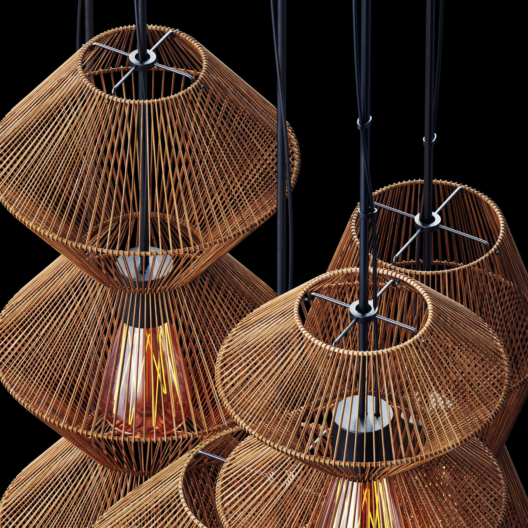 Lamp rattan zigzag n2 3D model_3