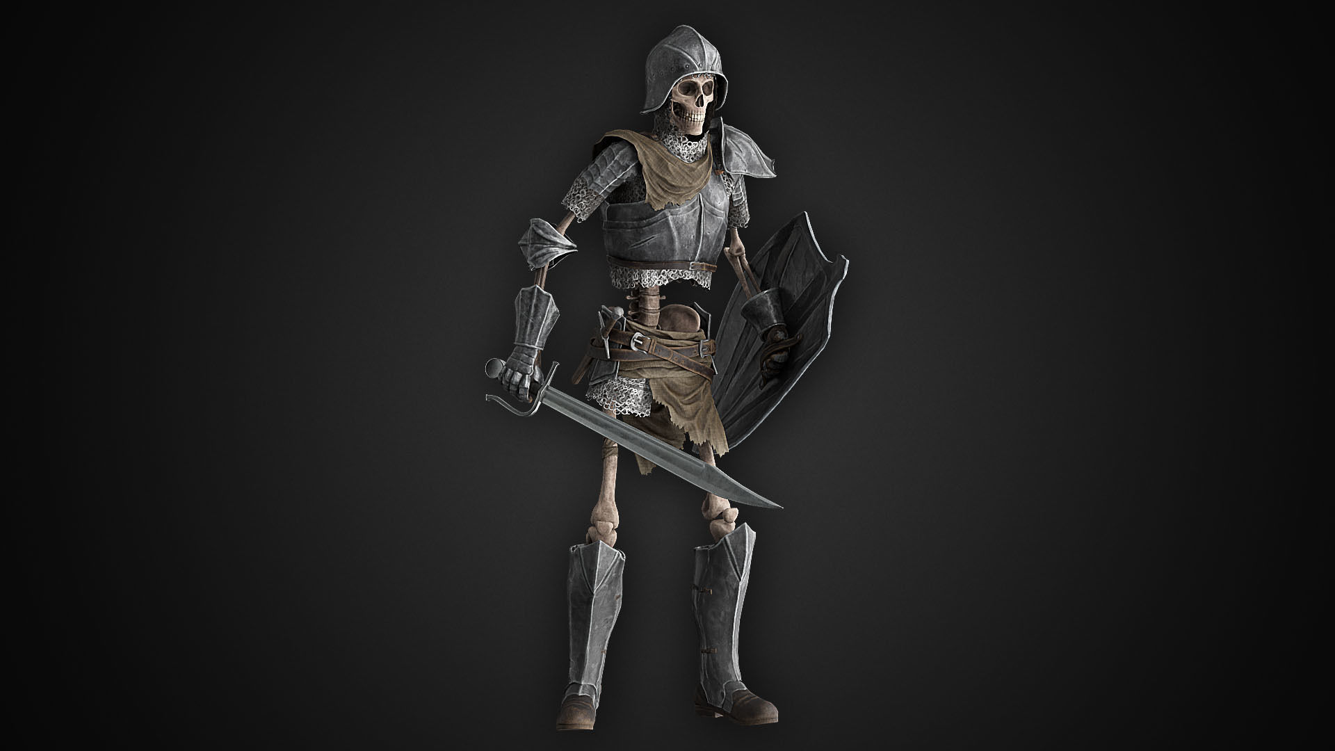 Skeleton Warrior Low-poly 3D model_3