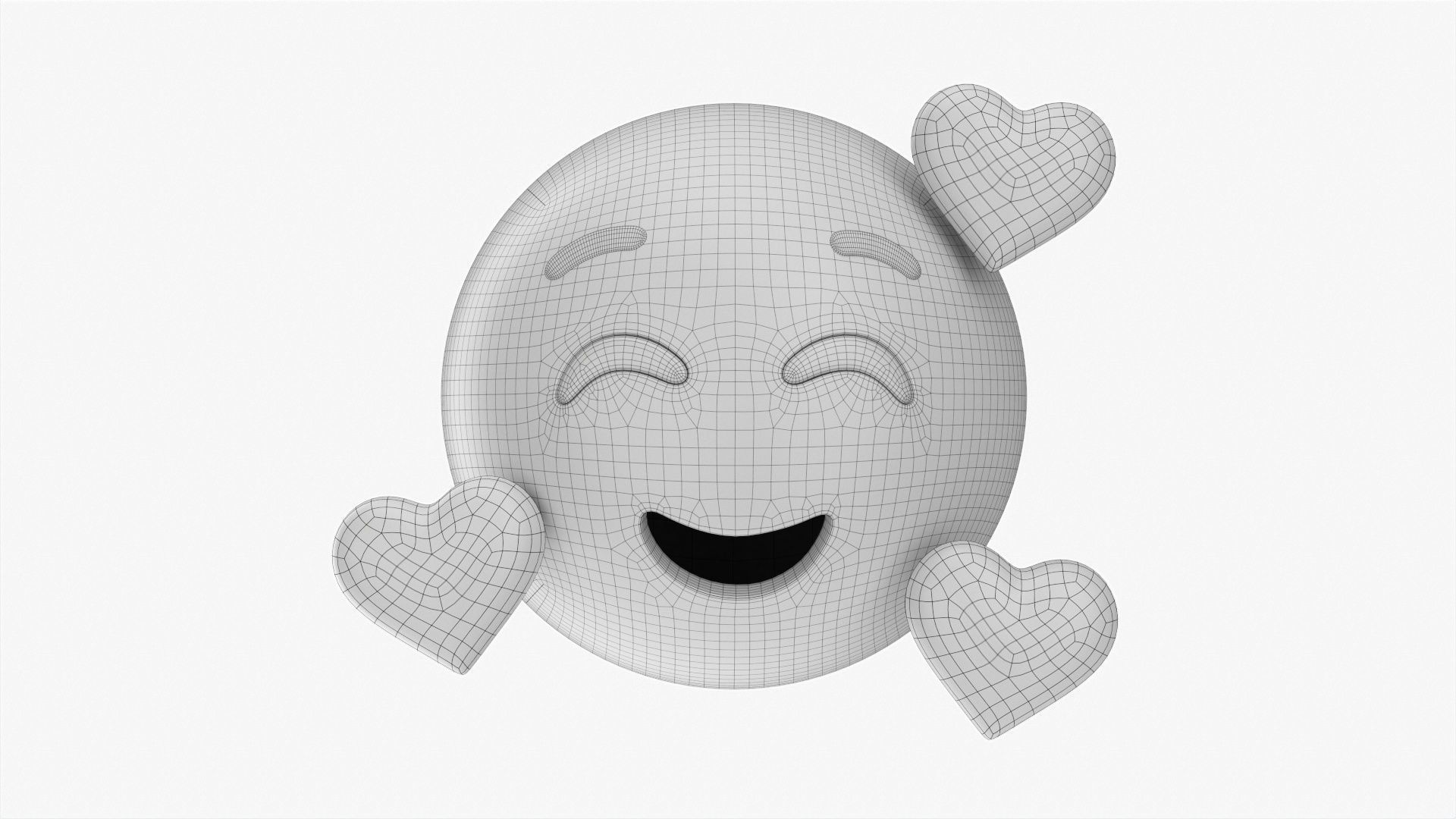 Emoji 005 Smiling with three hearts 3D model_5