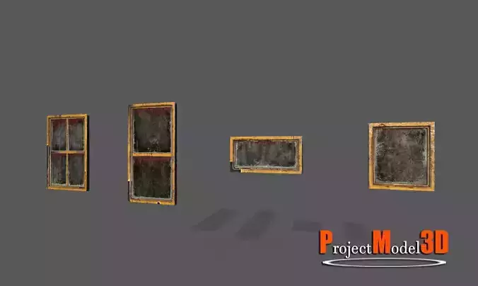Metal windows package - version 002 Low-poly 3D model