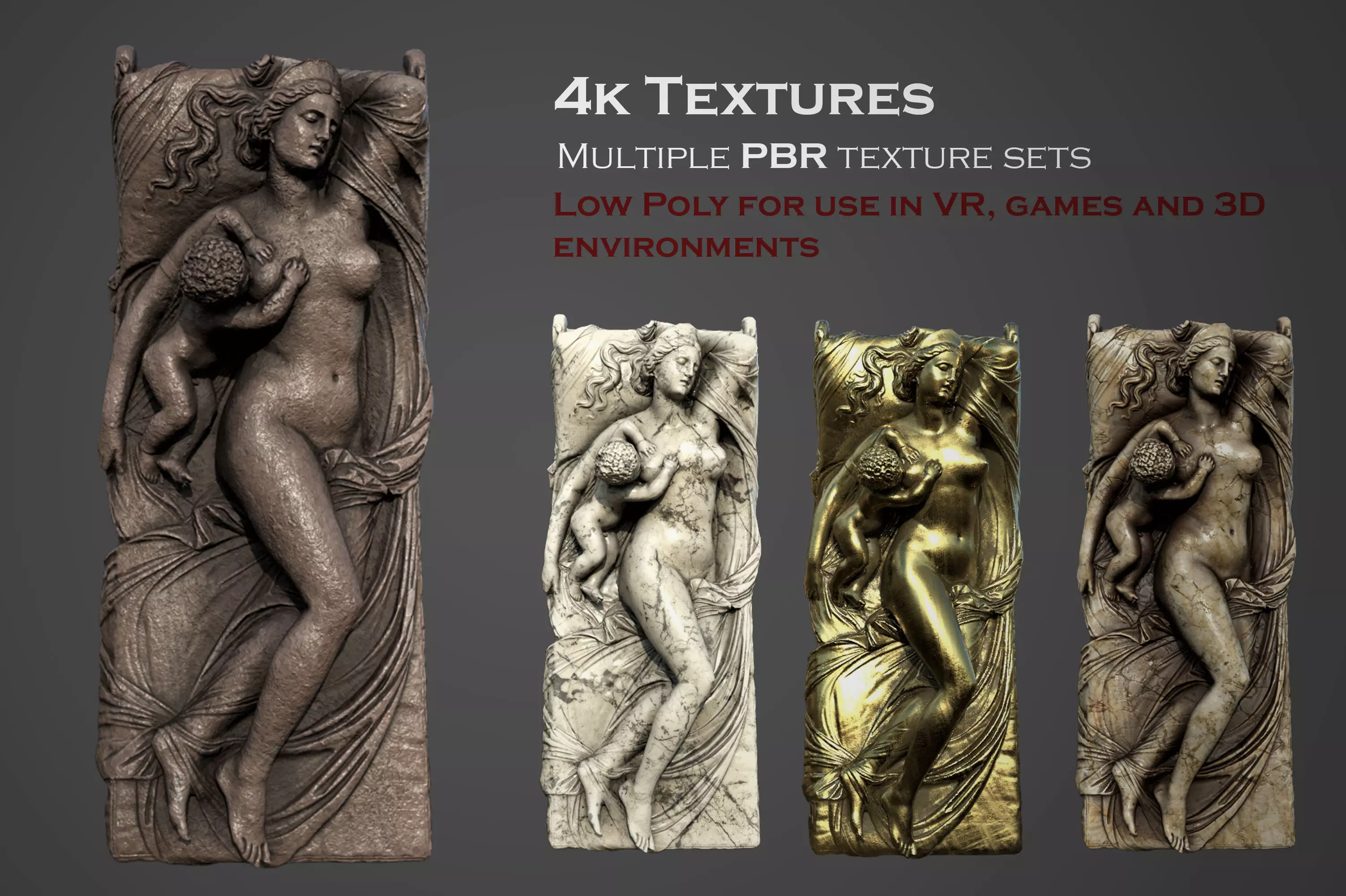 Juno with the Infant Hercules sculpture Low-poly 3D model_0