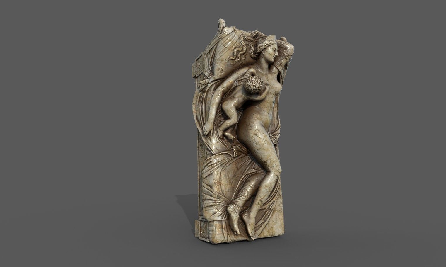 Juno with the Infant Hercules sculpture Low-poly 3D model_4