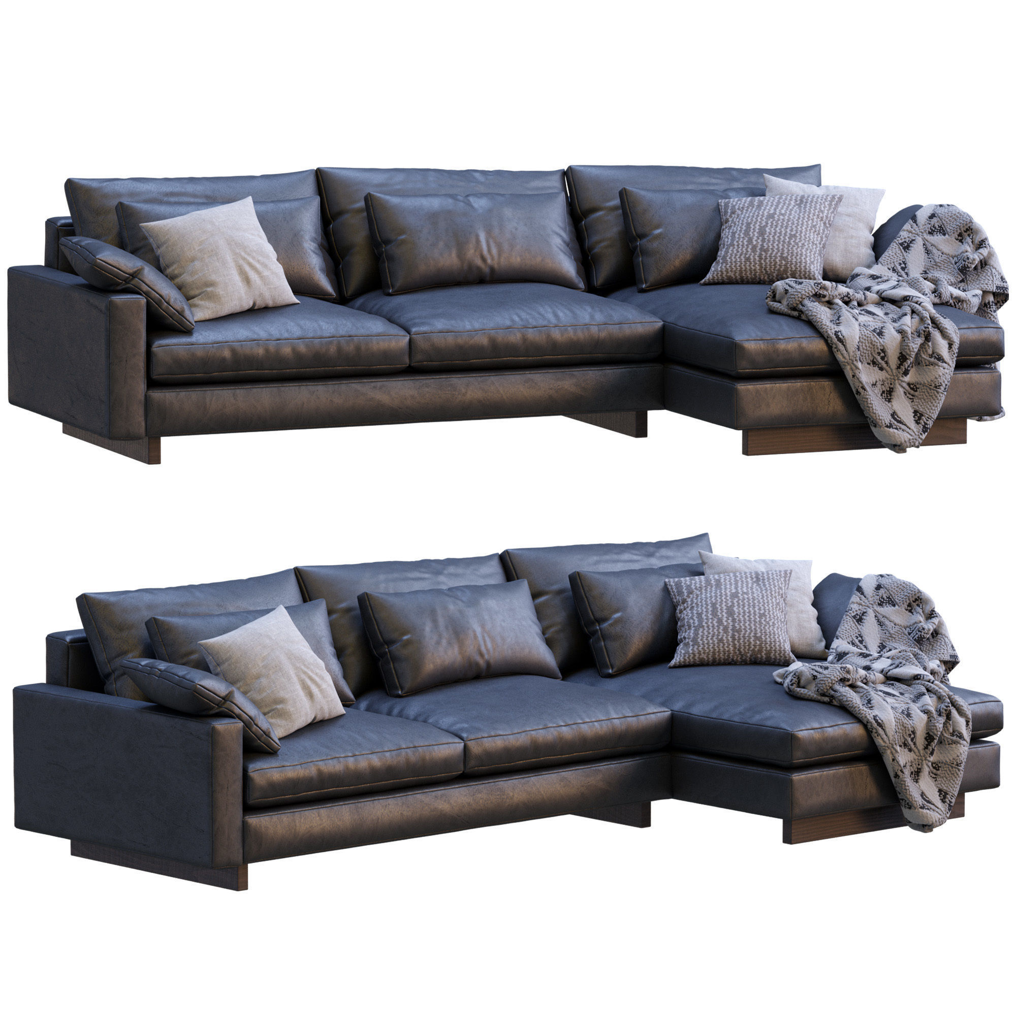 Leather Sofa Harmony By West Elm 3D model_8