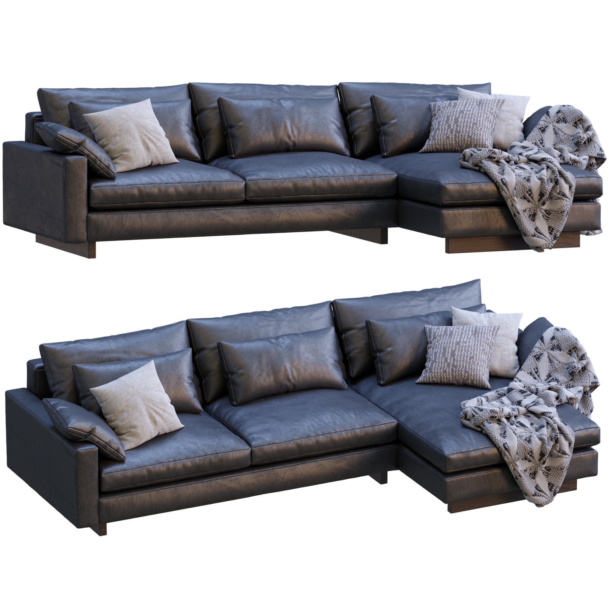 Leather Sofa Harmony By West Elm 3D model_10