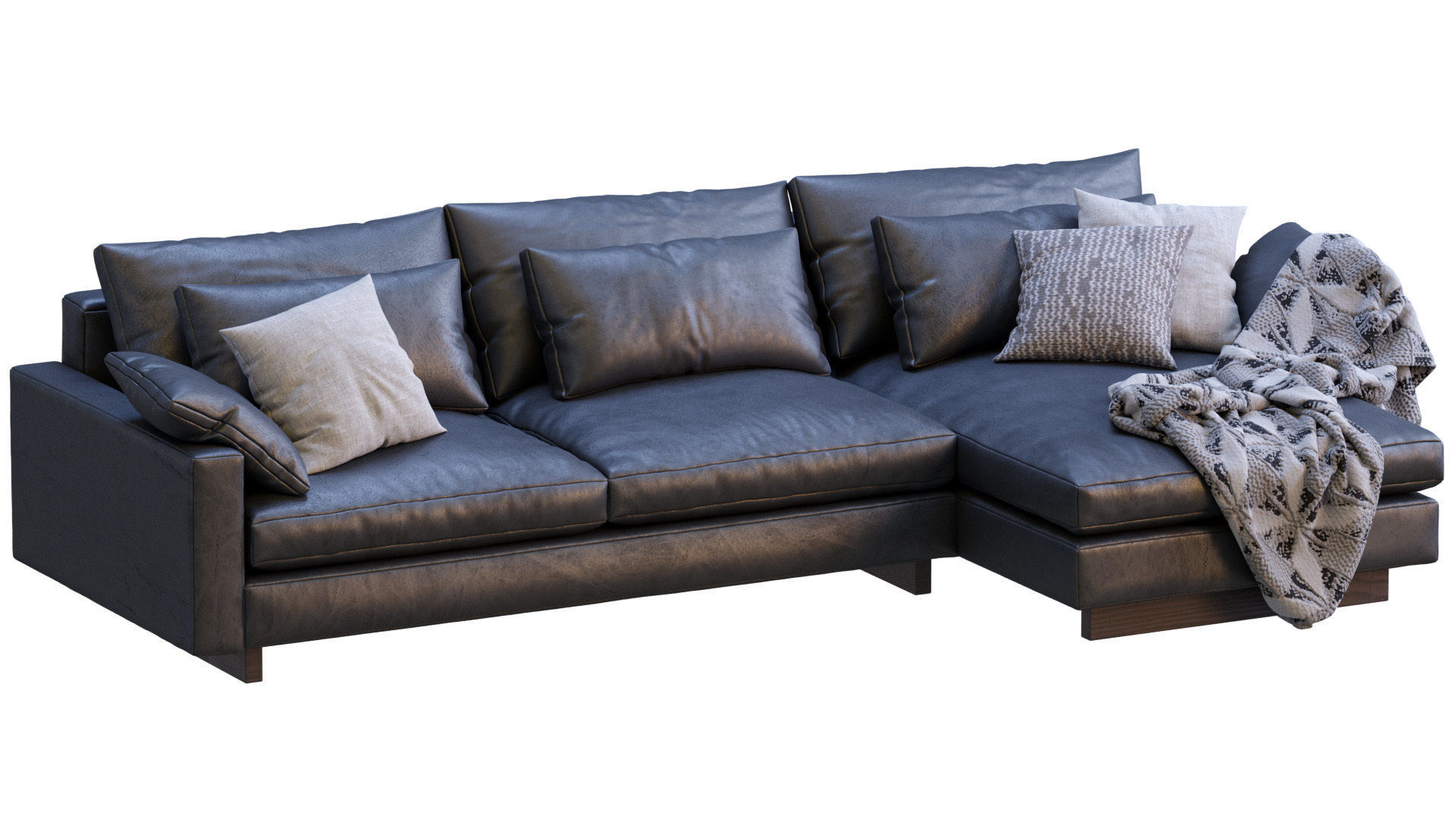 Leather Sofa Harmony By West Elm 3D model_2