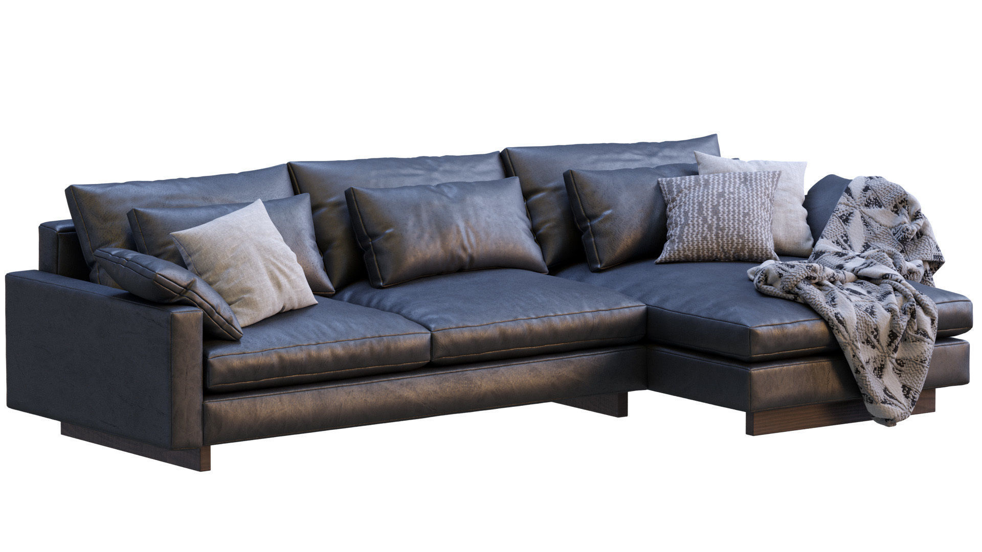 Leather Sofa Harmony By West Elm 3D model_6
