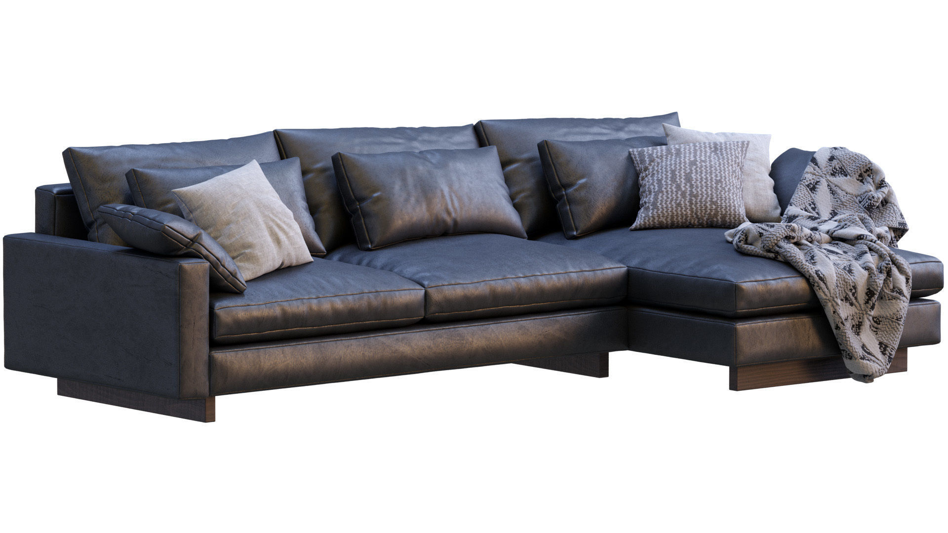 Leather Sofa Harmony By West Elm 3D model_1