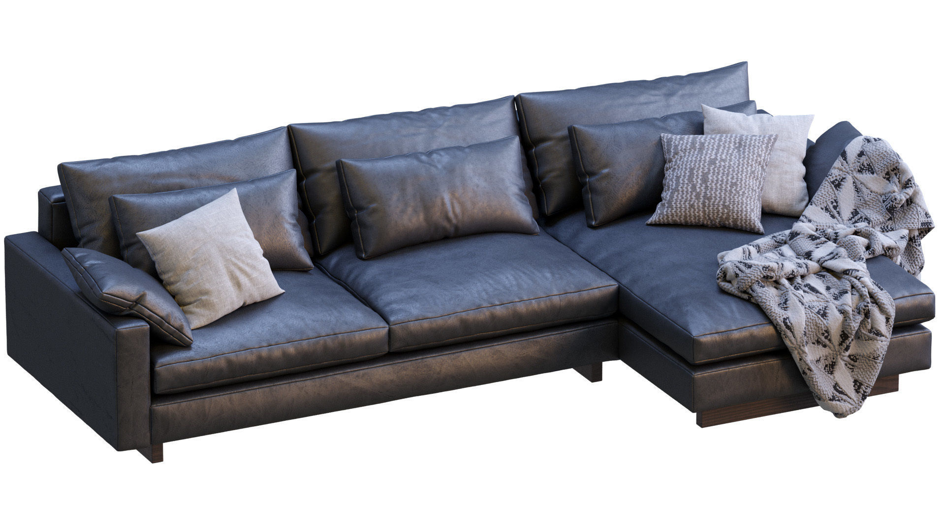 Leather Sofa Harmony By West Elm 3D model_13