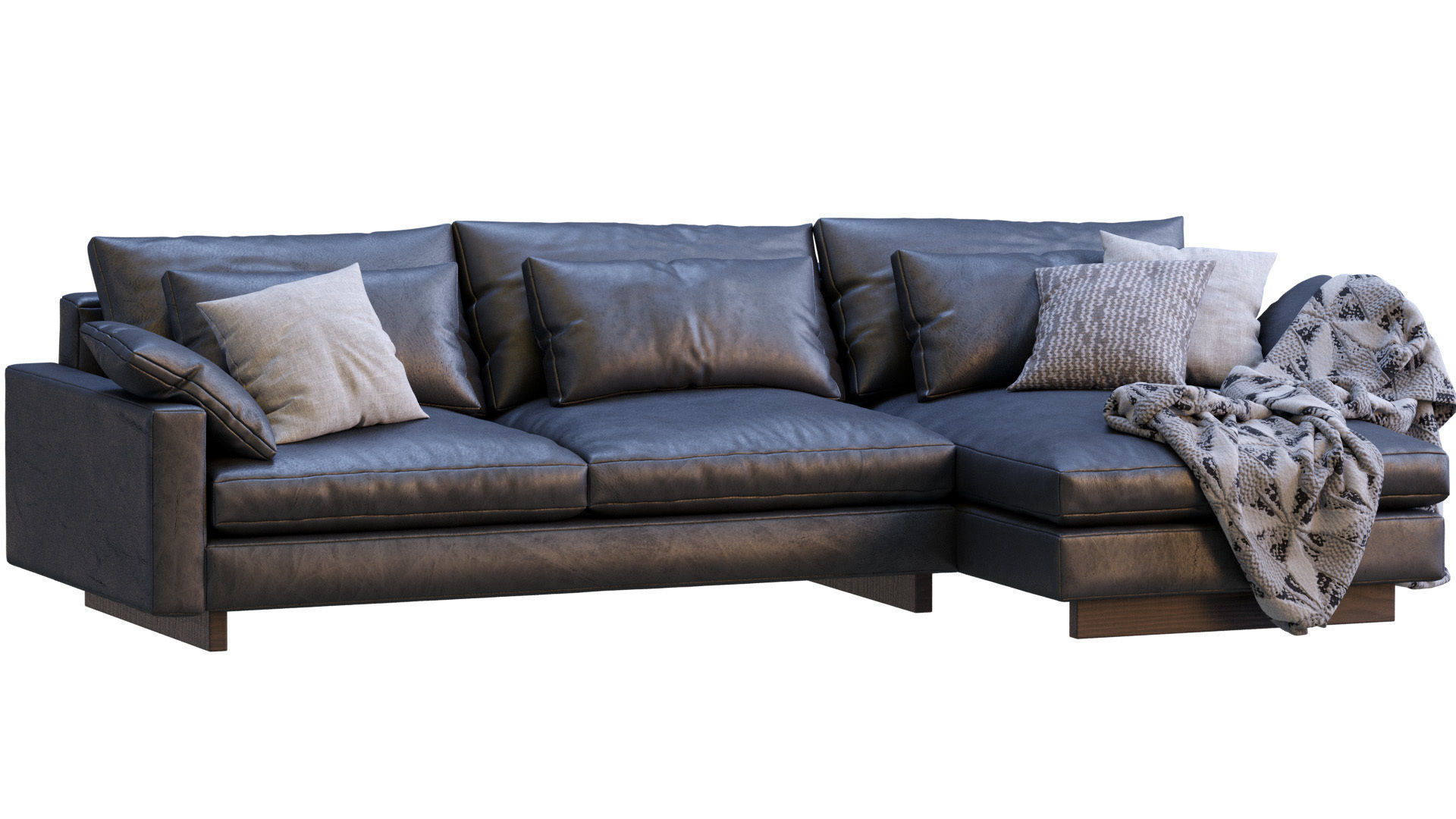 Leather Sofa Harmony By West Elm 3D model_4