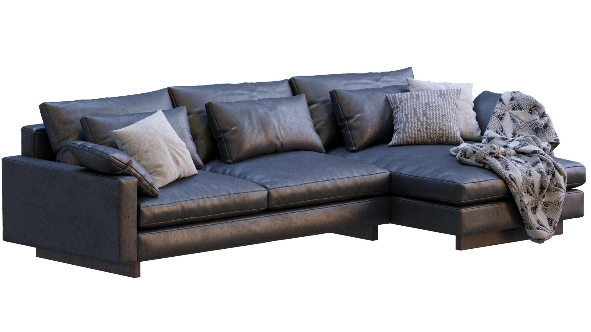 Leather Sofa Harmony By West Elm 3D model_3