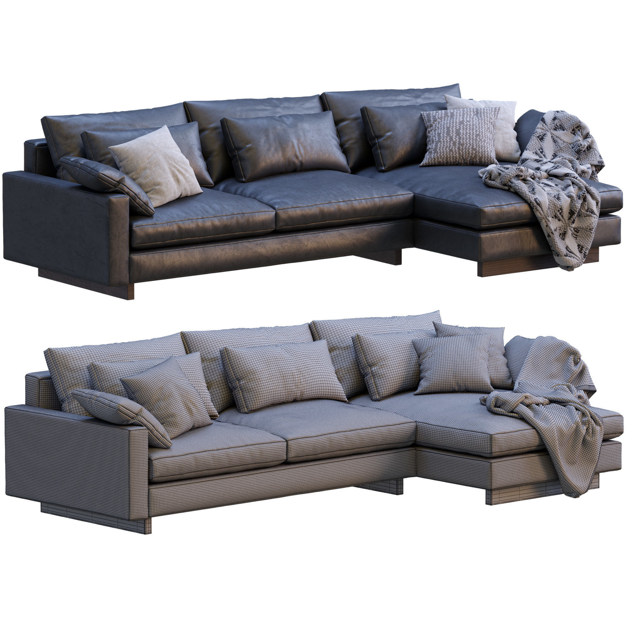 Leather Sofa Harmony By West Elm 3D model_11