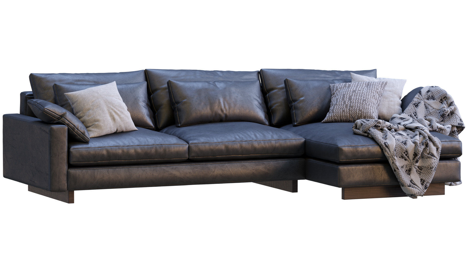 Leather Sofa Harmony By West Elm 3D model_14