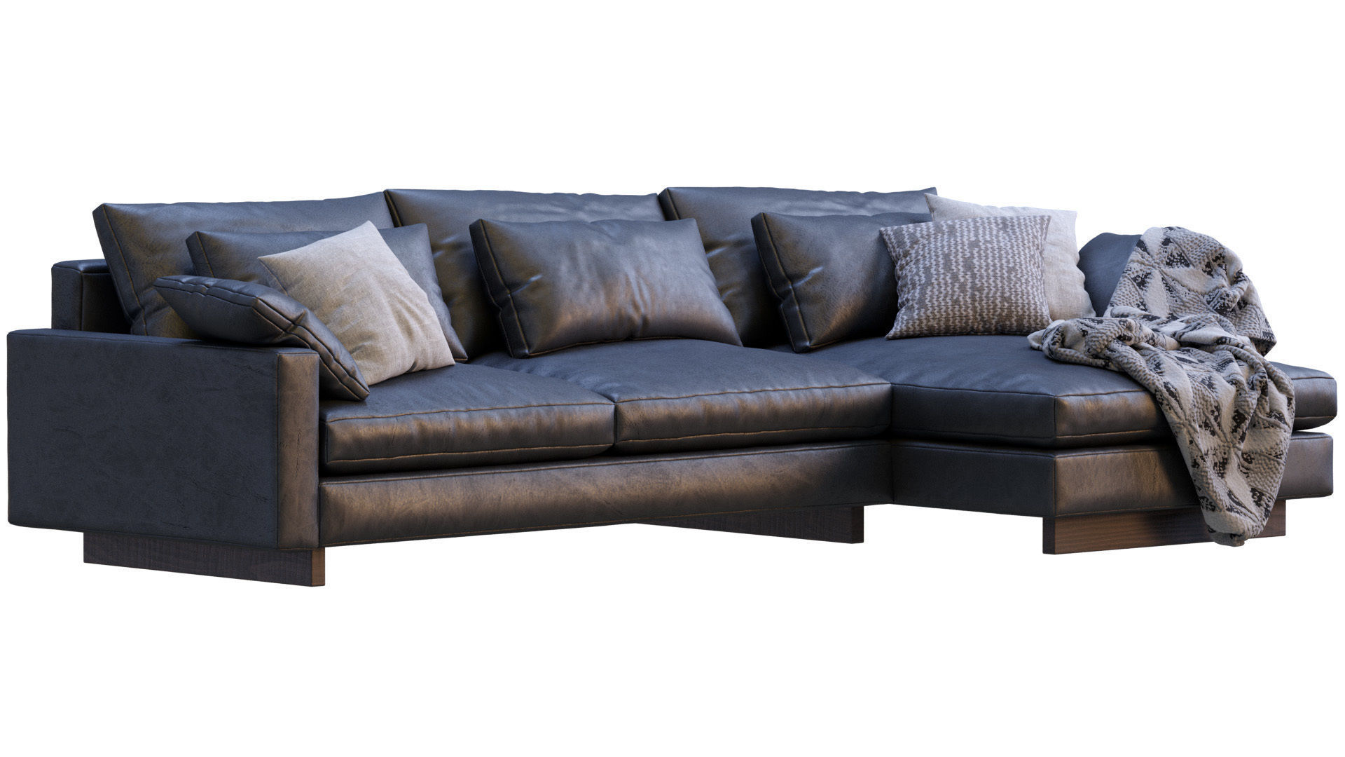 Leather Sofa Harmony By West Elm 3D model_5