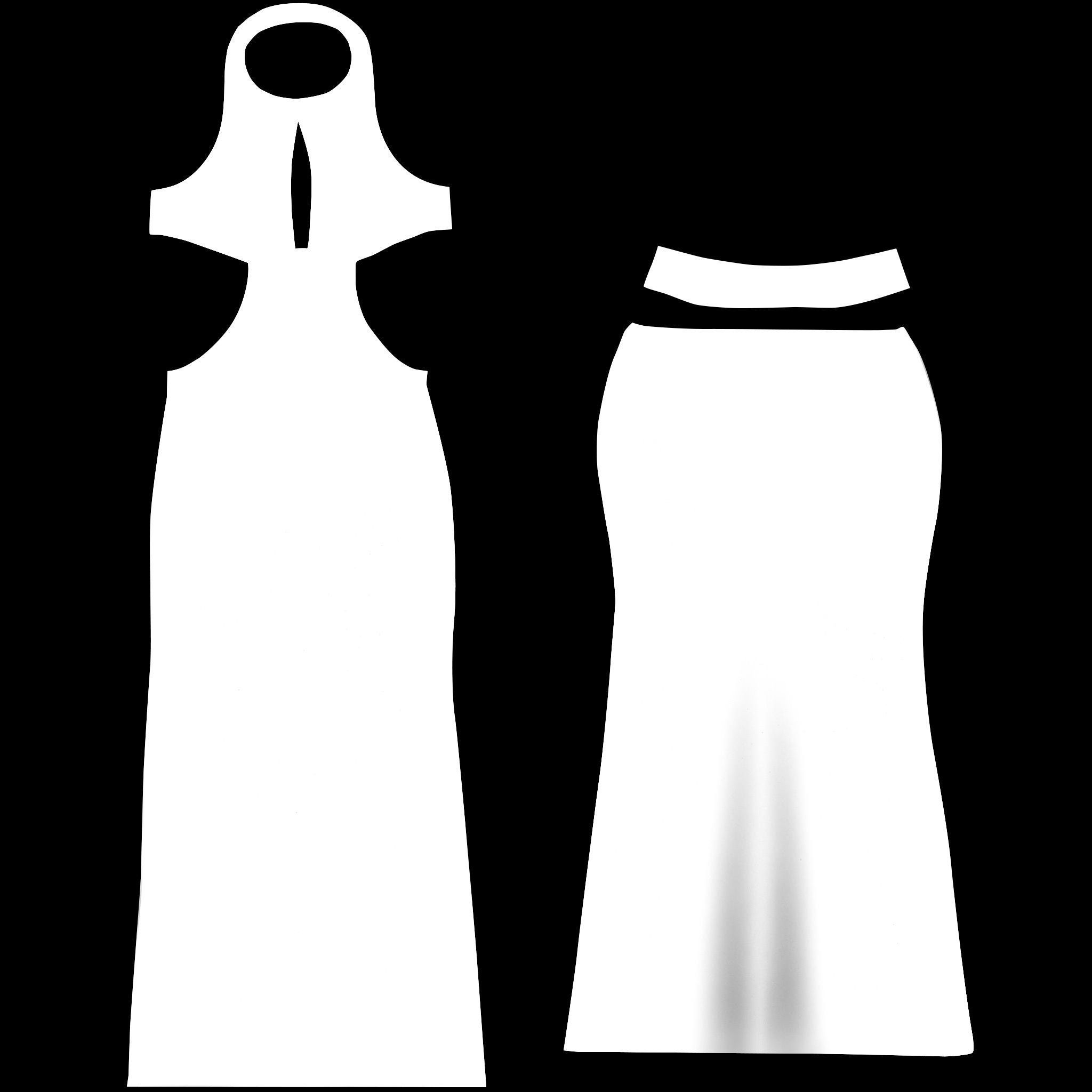 Front Open Maxi Dress Low-poly 3D model_9