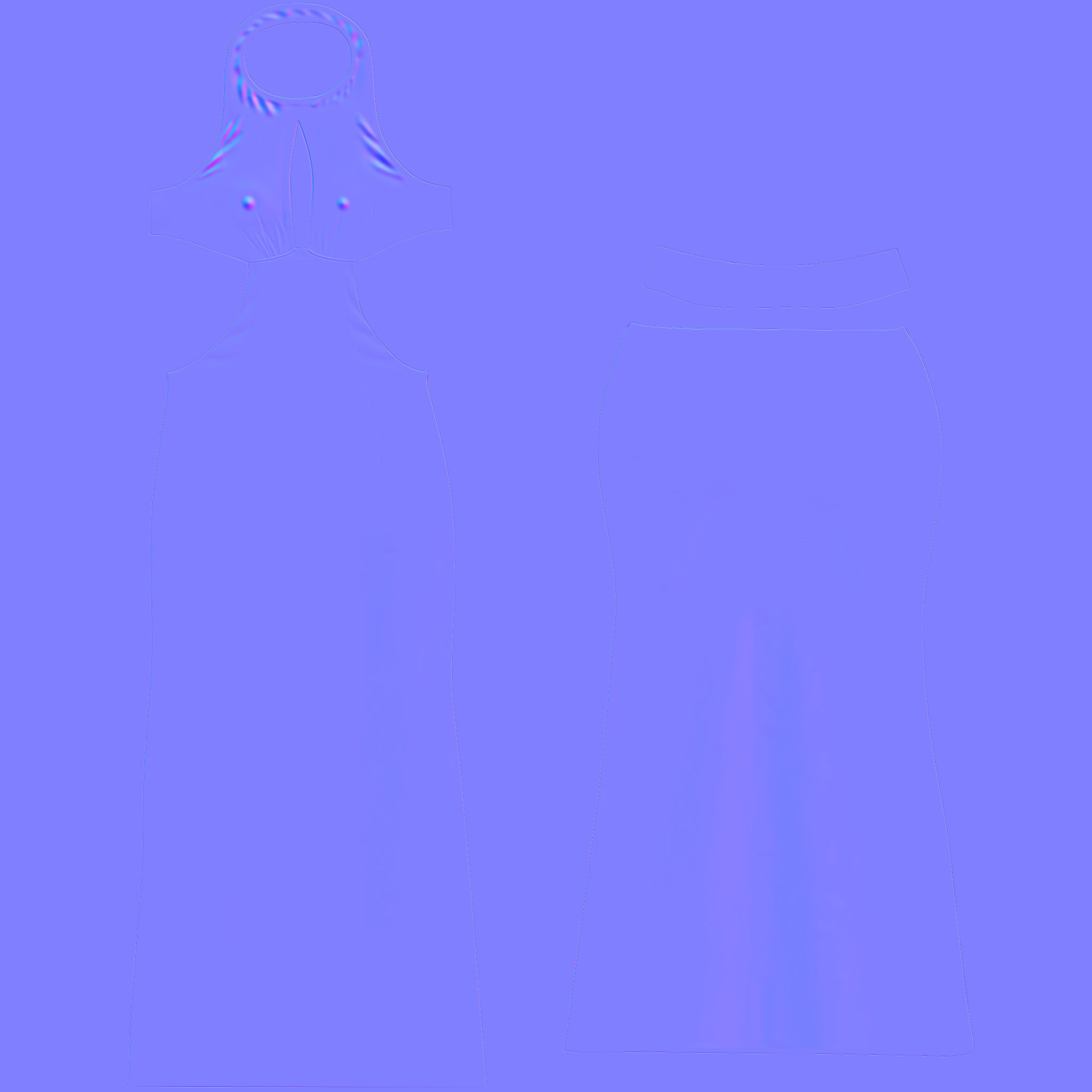 Front Open Maxi Dress Low-poly 3D model_7