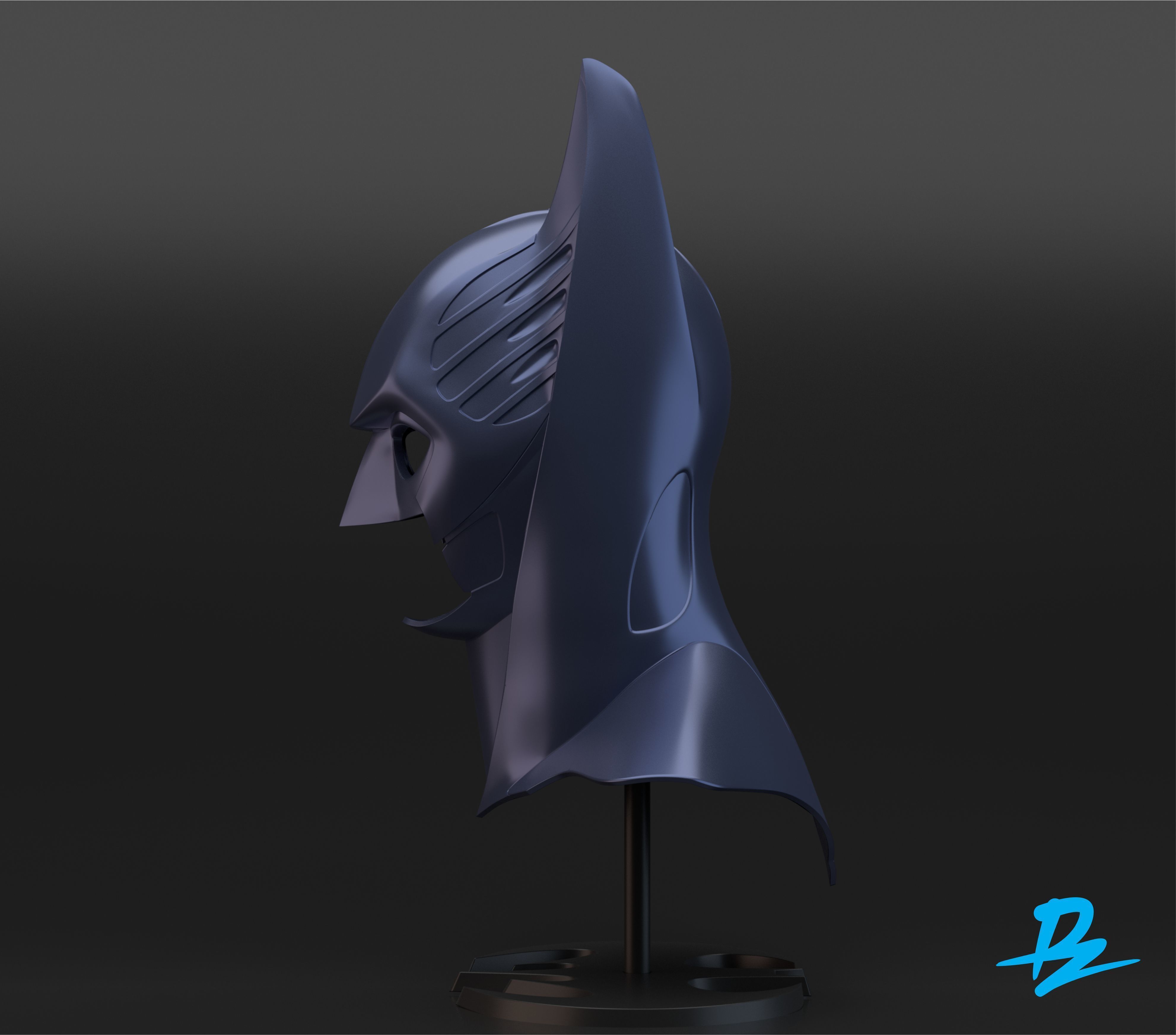 batman cowl sonar 3D print model_2
