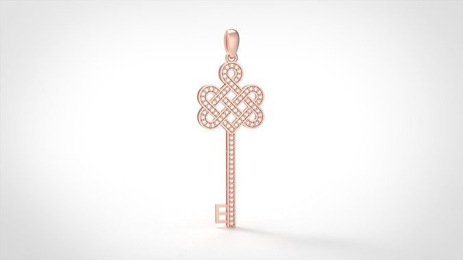 Model 503 Love Key Ethnic Diamond Pendant 3D print model
