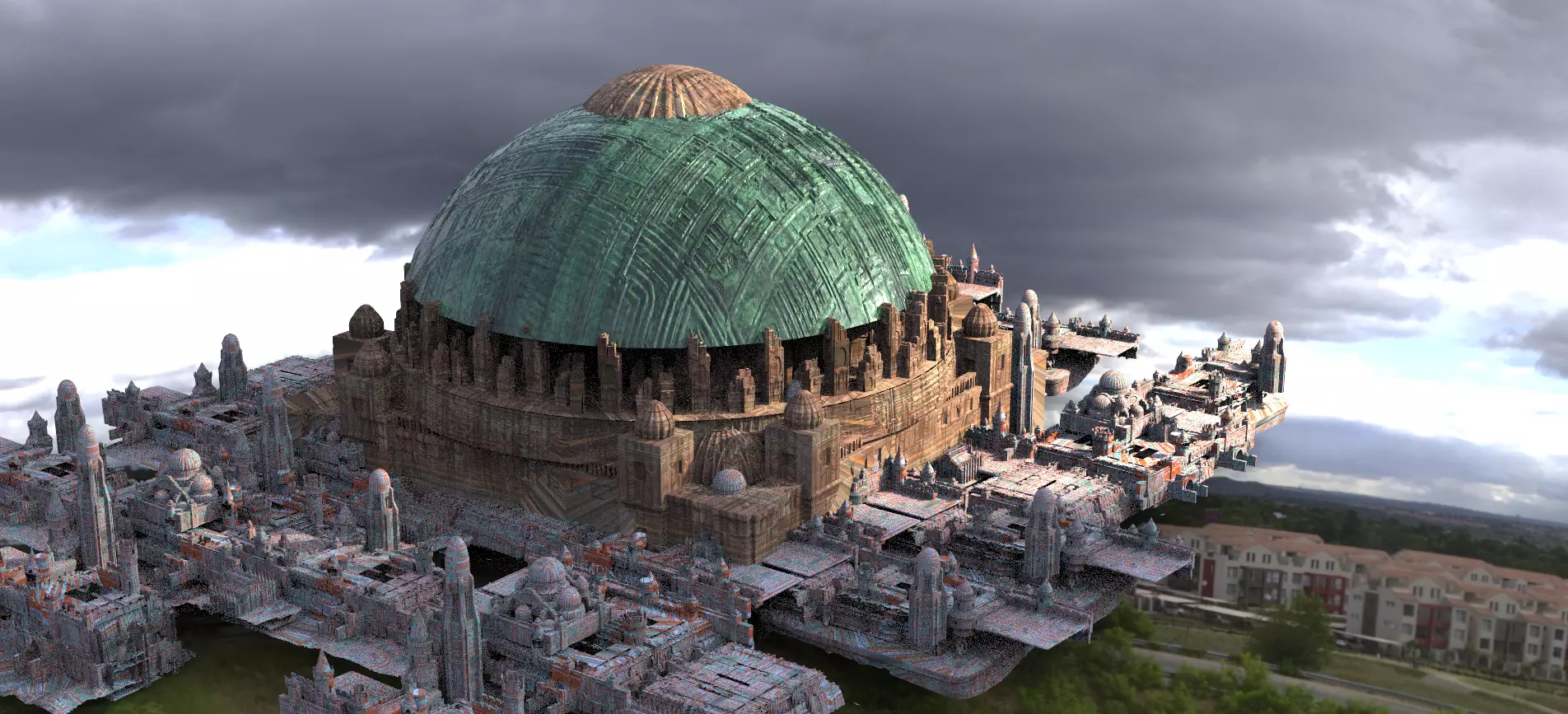 Naboo Inspired Dome 5 with city 3D model_0