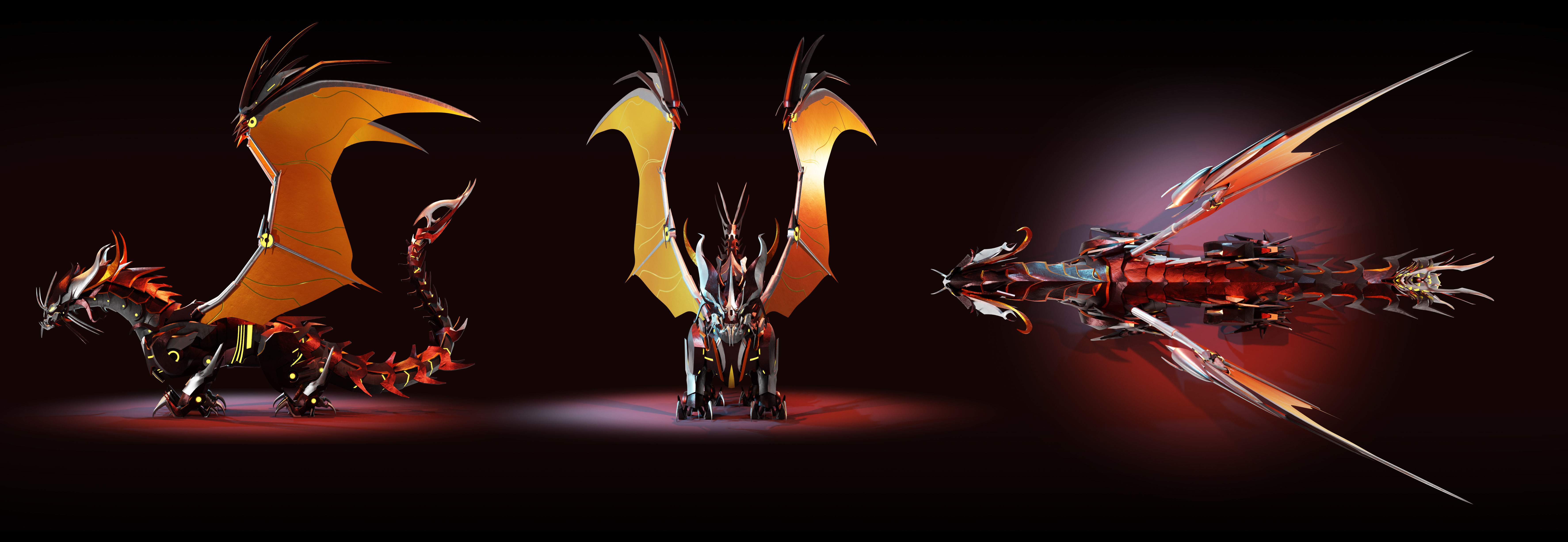 Predaking Transformers Prime Mecha Dragon Rig 3D model_1