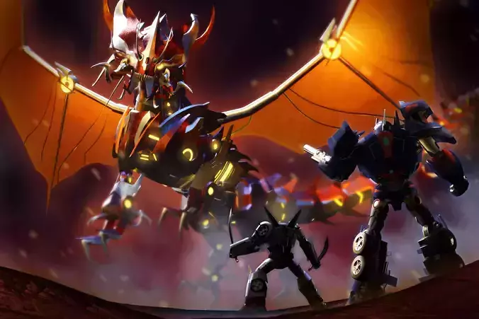 Predaking Transformers Prime Mecha Dragon Rig 3D model