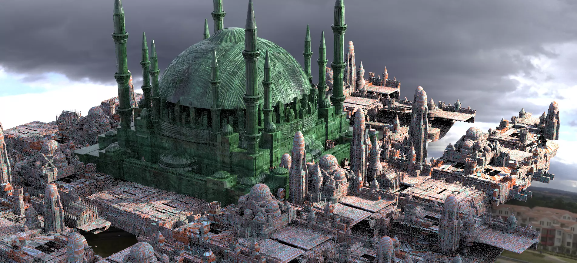 Naboo Inspired Dome 6 with city 3D model